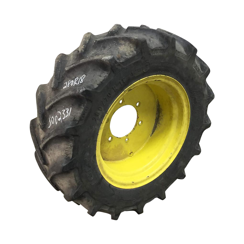 280/70R18 Mitas AC70 Radial  R-1W on John Deere Yellow 6-Hole Implement 50%