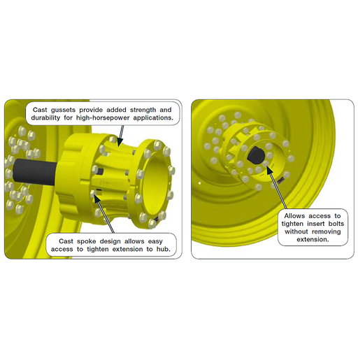 [19474Y] 10-Hole 10"L Hub Extension, John Deere Yellow