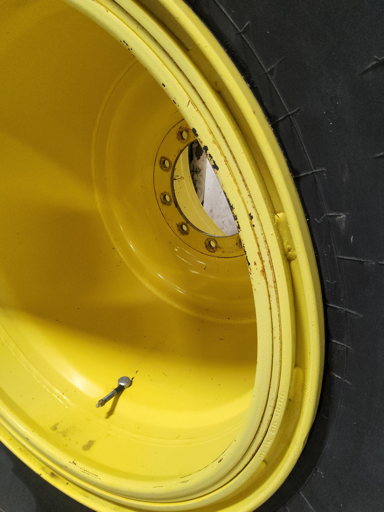 IF 1250/50R32 Firestone Radial Deep Tread 23 CFO R-1W on John Deere Yellow 10-Hole Formed Plate 3-Piece 90%