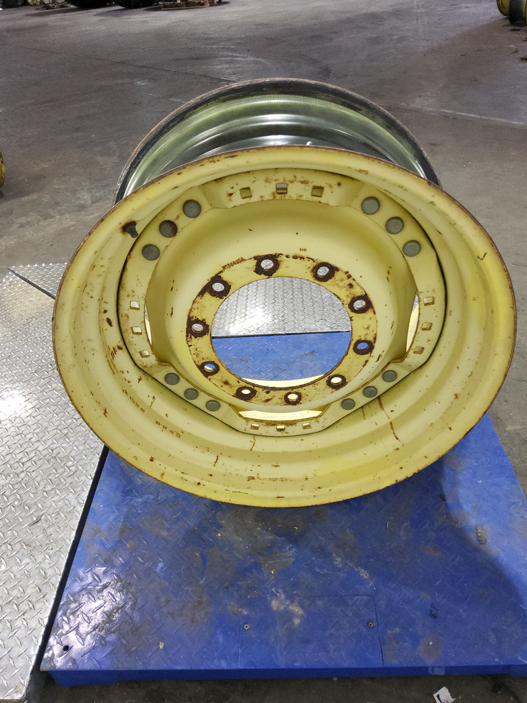 15"W x 30"D, John Deere Yellow 12-Hole Waffle Wheel (Groups of 3 bolts)