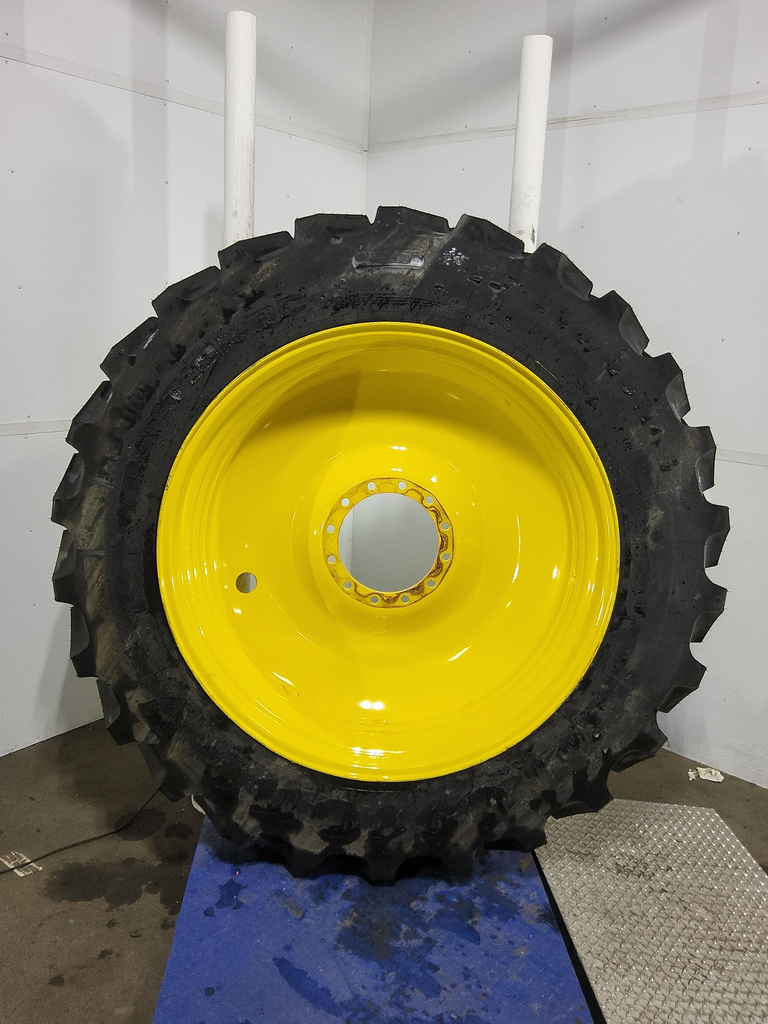 VF 380/90R46 Firestone Radial All Traction RC R-1W on John Deere Yellow 12-Hole Bubble Disc 99%