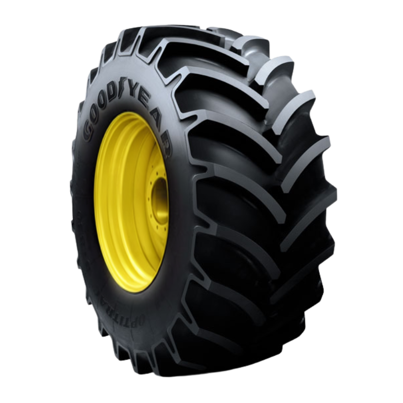 LSW1000/45R32 Goodyear Farm Optitrac R-1W on John Deere Yellow 12-Hole Formed Plate