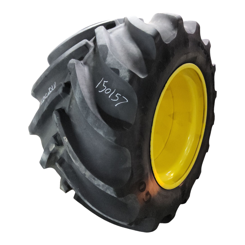 LSW1250/35R46 Goodyear Farm Custom Flo Grip R-2 on John Deere Yellow 10-Hole Formed Plate 85%