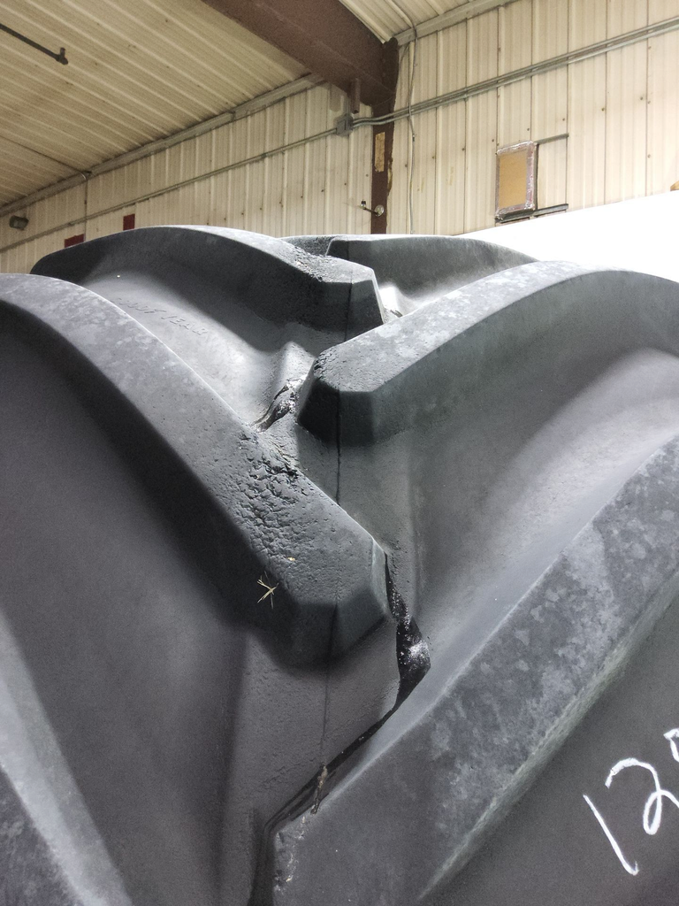 LSW1250/35R46 Goodyear Farm Custom Flo Grip R-2 on John Deere Yellow 10-Hole Formed Plate 85%