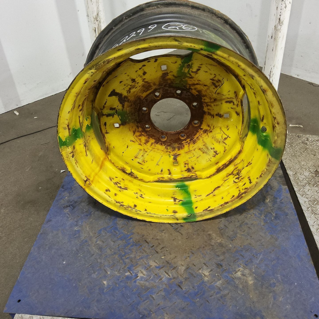 14"W x 26"D, John Deere Yellow 8-Hole Stamped Plate