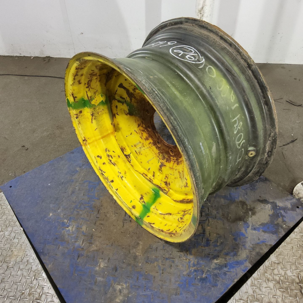14"W x 26"D, John Deere Yellow 8-Hole Stamped Plate