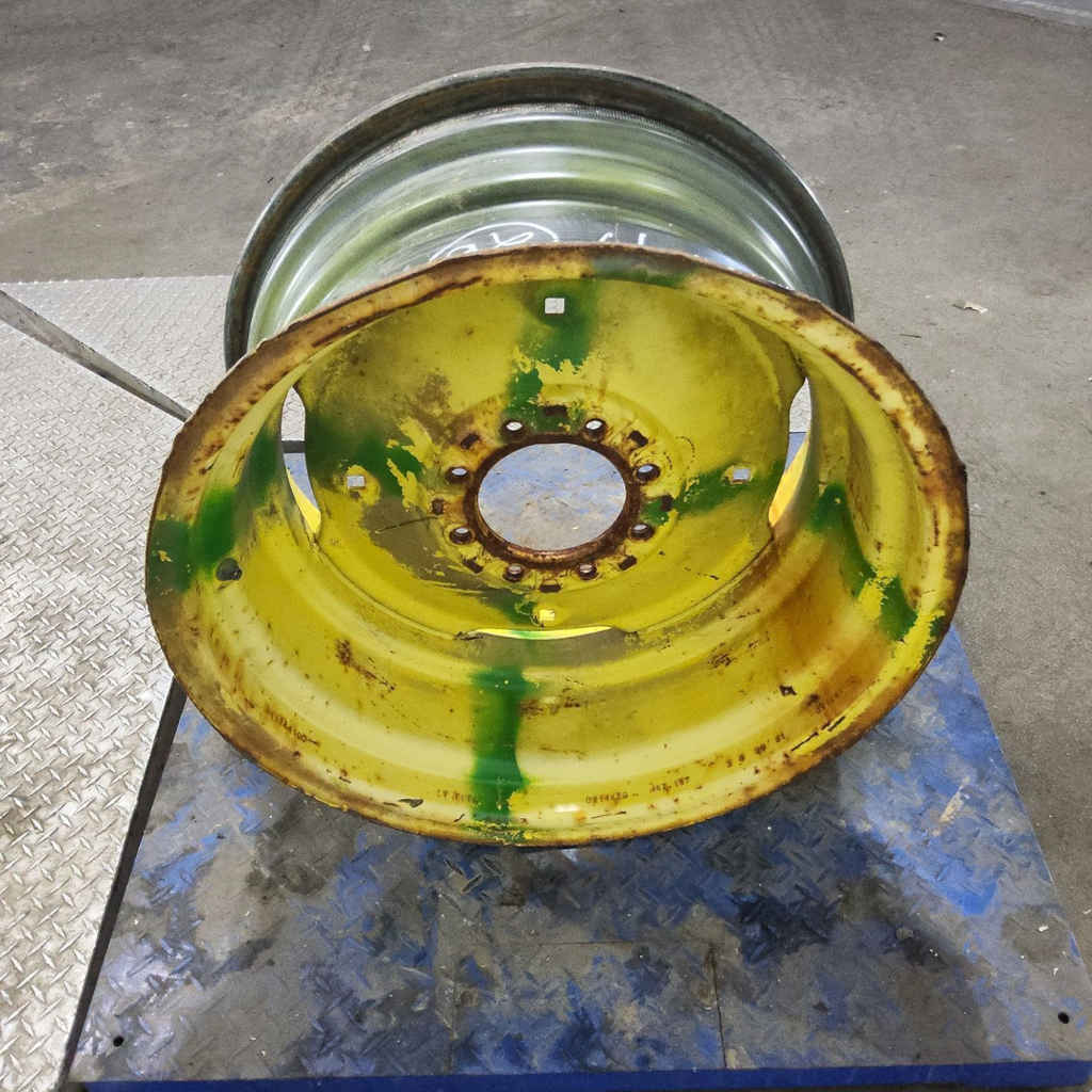 14"W x 26"D, John Deere Yellow 8-Hole Stamped Plate