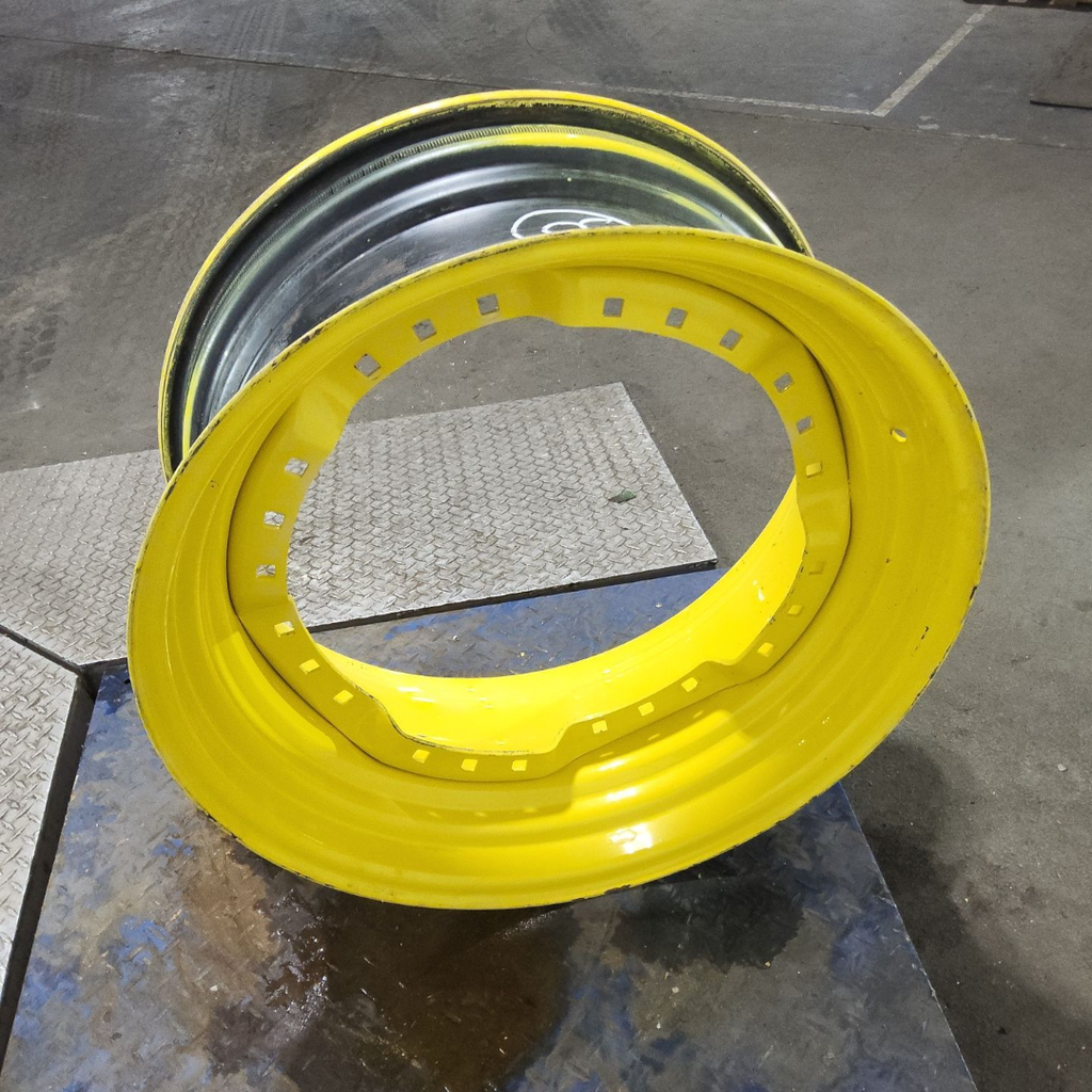 13"W x 30"D, John Deere Yellow 12-Hole Waffle Wheel (Groups of 3 bolts) , 2.88" Offset