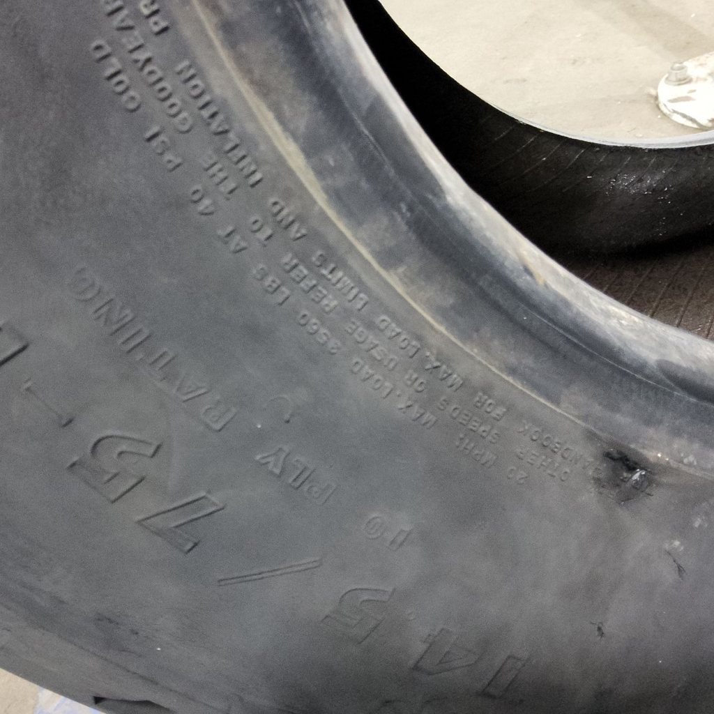 14.5/75-16.1 Goodyear Farm Laborer SL F-3 E (10 Ply), 99%