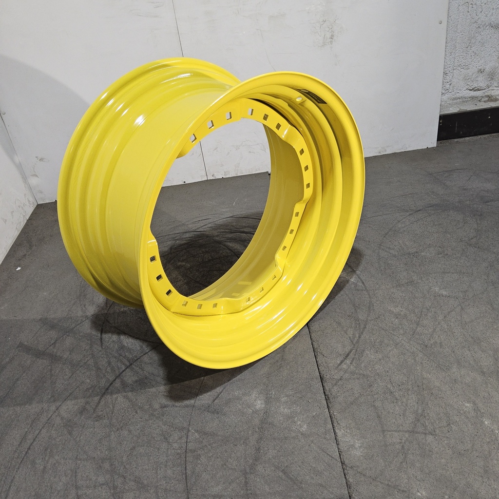15"W x 30"D, John Deere Yellow 12-Hole Waffle Wheel (Groups of 3 bolts) , 2.5" Offset