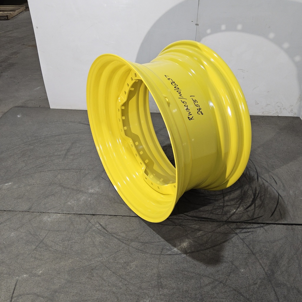 15"W x 30"D, John Deere Yellow 12-Hole Waffle Wheel (Groups of 3 bolts) , 2.5" Offset