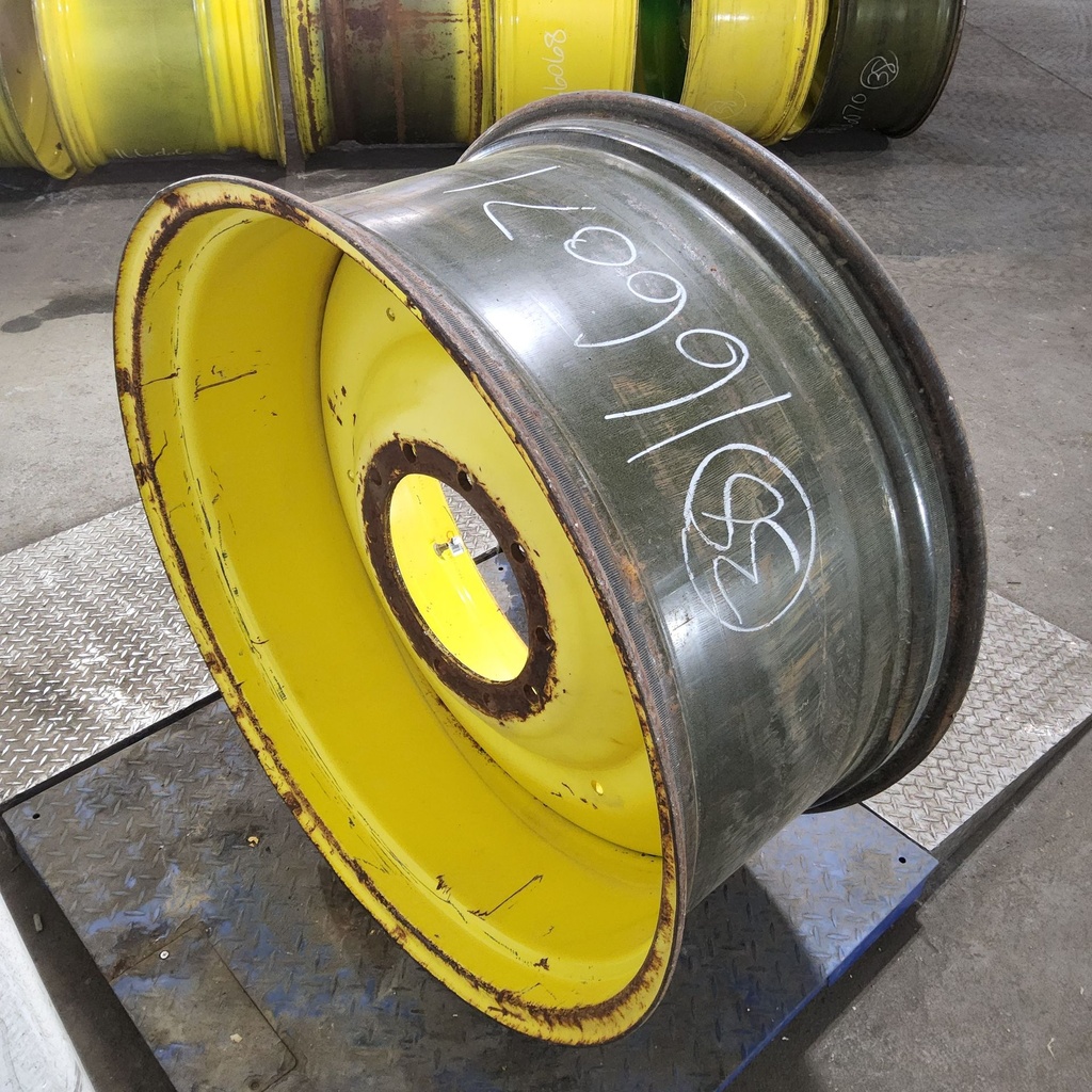 18"W x 38"D, John Deere Yellow 10-Hole Formed Plate , -3.25" Offset