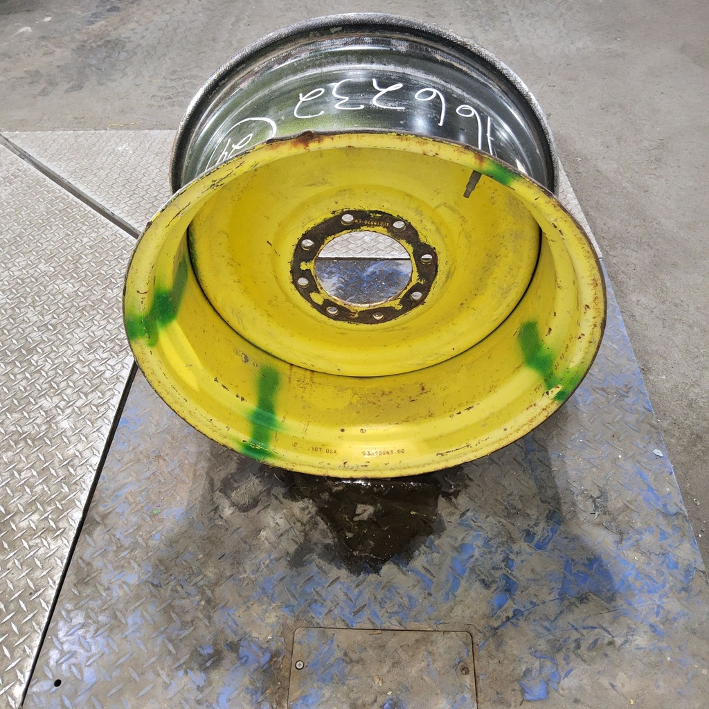 12"W x 24"D, John Deere Yellow 8-Hole Formed Plate , -0.25" Offset