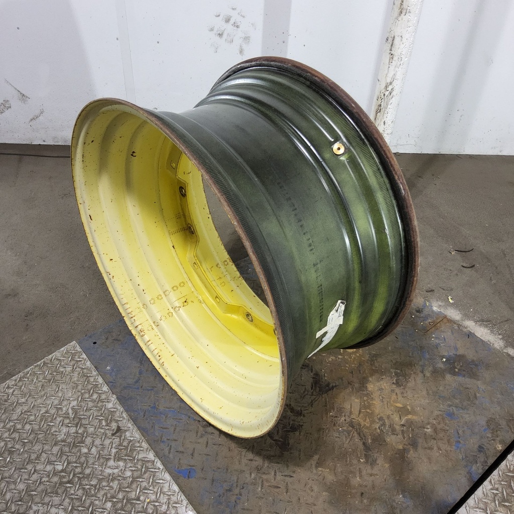 15"W x 30"D, John Deere Yellow 12-Hole Waffle Wheel (Groups of 2 Bolts) , 7.88" Offset