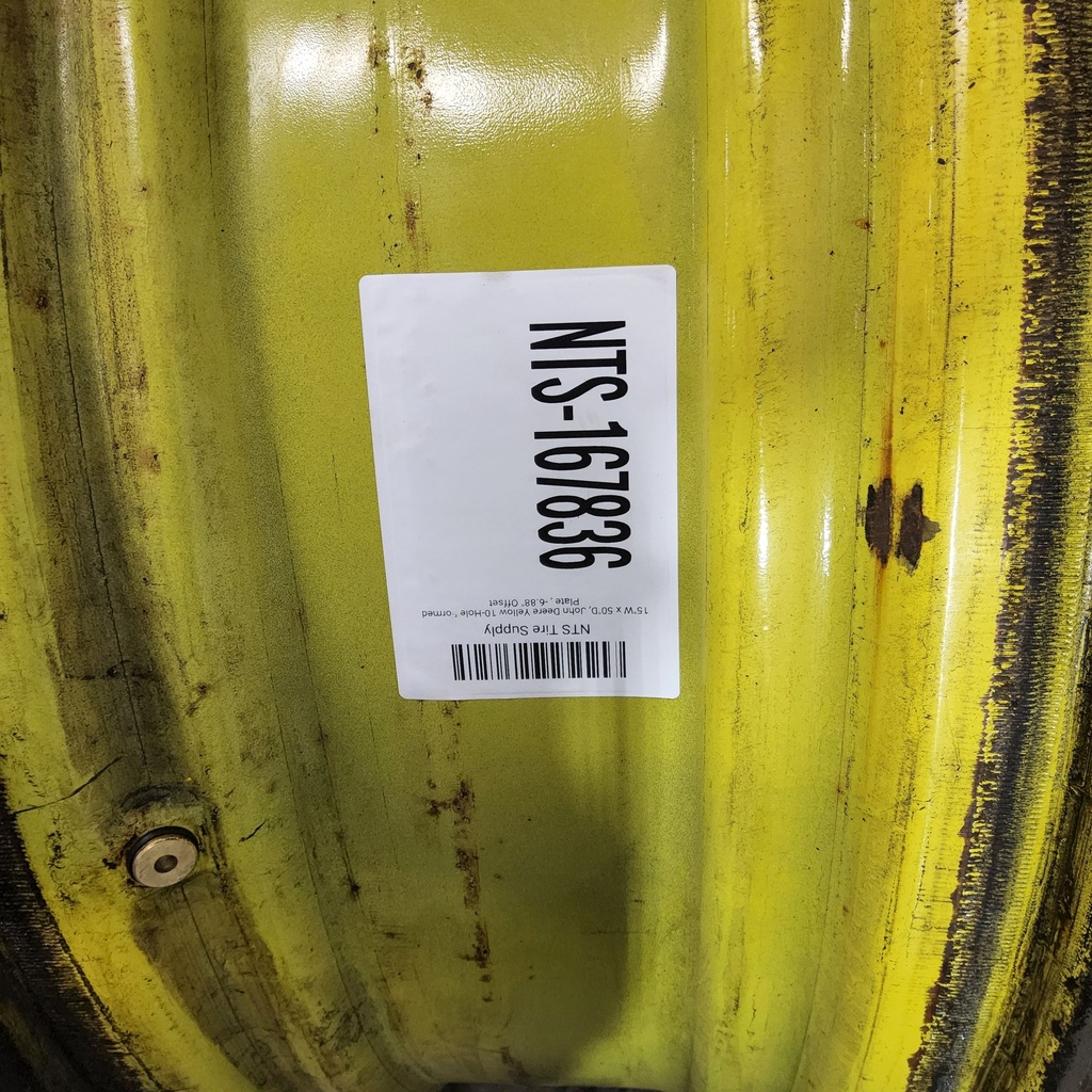 15"W x 50"D, John Deere Yellow 10-Hole Formed Plate , -6.88" Offset