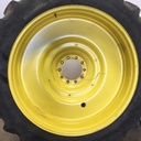 380/90R54 Goodyear Farm DT800 Super Traction R-1W on John Deere Yellow 10-Hole Formed Plate W/Weight Holes 75%