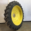 380/90R54 Goodyear Farm DT800 Super Traction R-1W on John Deere Yellow 10-Hole Formed Plate W/Weight Holes 75%