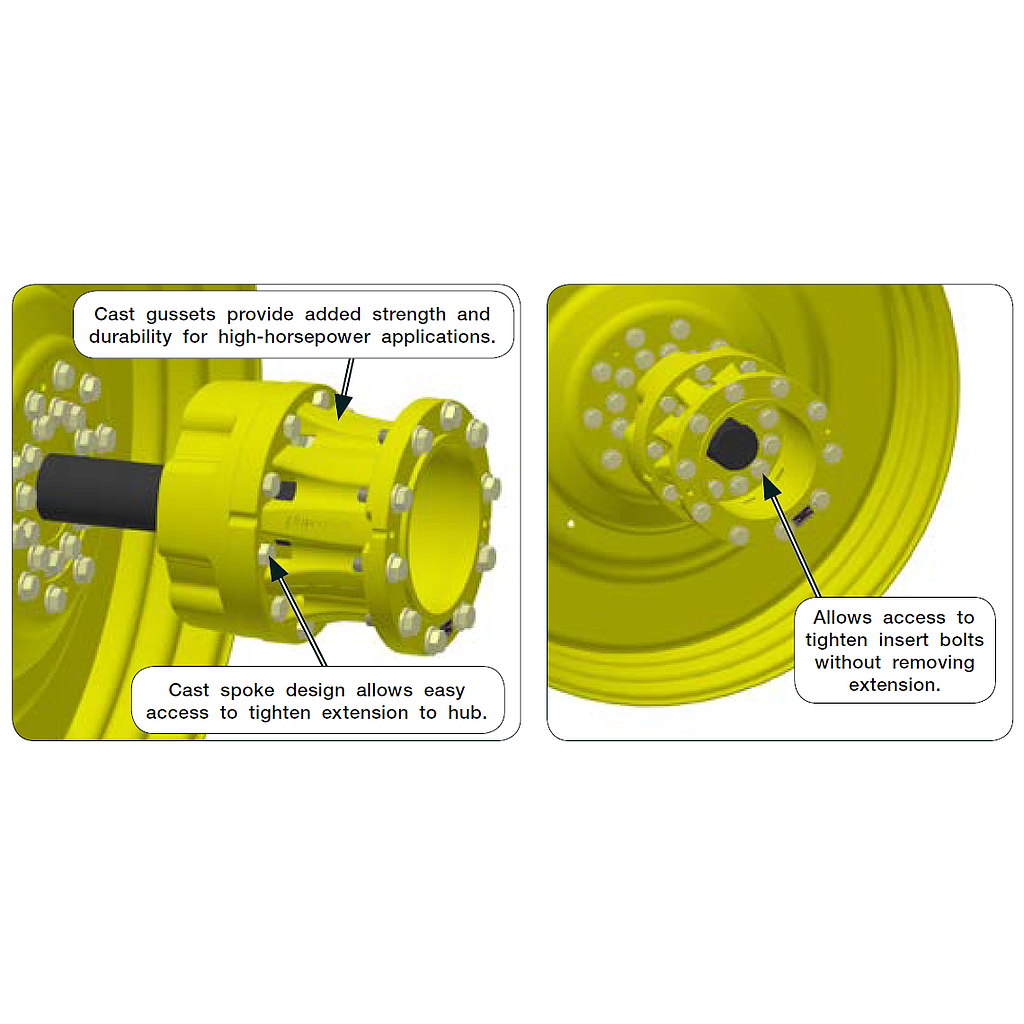 10-Hole 13"L Hub Extension, John Deere Yellow