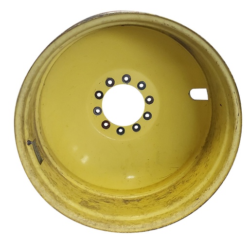[T010078RIM] 16"W x 38"D, John Deere Yellow 10-Hole Dolly Dual-Outside , -13" Offset