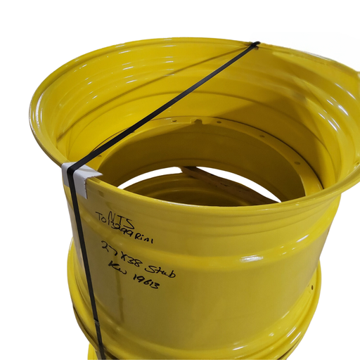 [T013299RIM] 27"W x 38"D, John Deere Yellow 12-Hole Stub Disc , -0.38" Offset