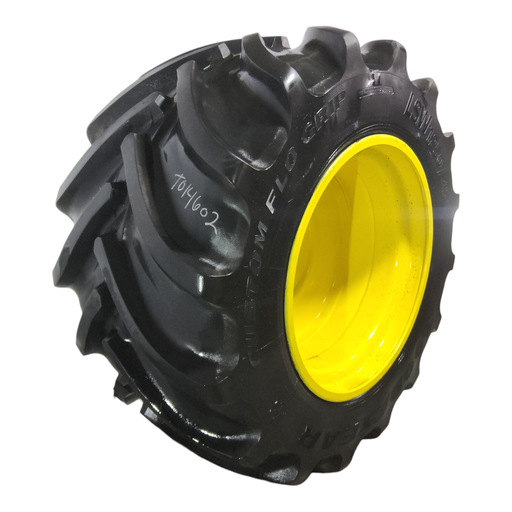 [T014602] LSW 1250/35R46 Goodyear Farm Custom Flo Grip R-2 on John Deere Yellow 20-Hole Formed Plate 90%