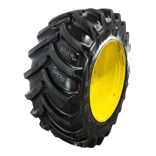 [T014799] LSW IF 800/55R46 Goodyear Farm DT830 Optitrac R-1W on John Deere Yellow 12-Hole Stub Disc Sprayer 70%