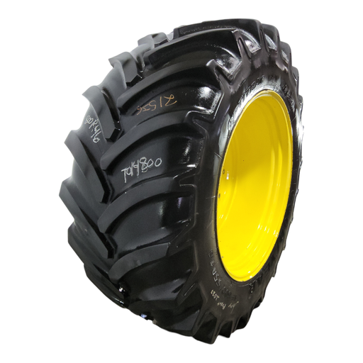 [T014800] LSW800/55R46 Goodyear Farm DT830 Optitrac R-1W on John Deere Yellow 12-Hole Stub Disc Sprayer 35%